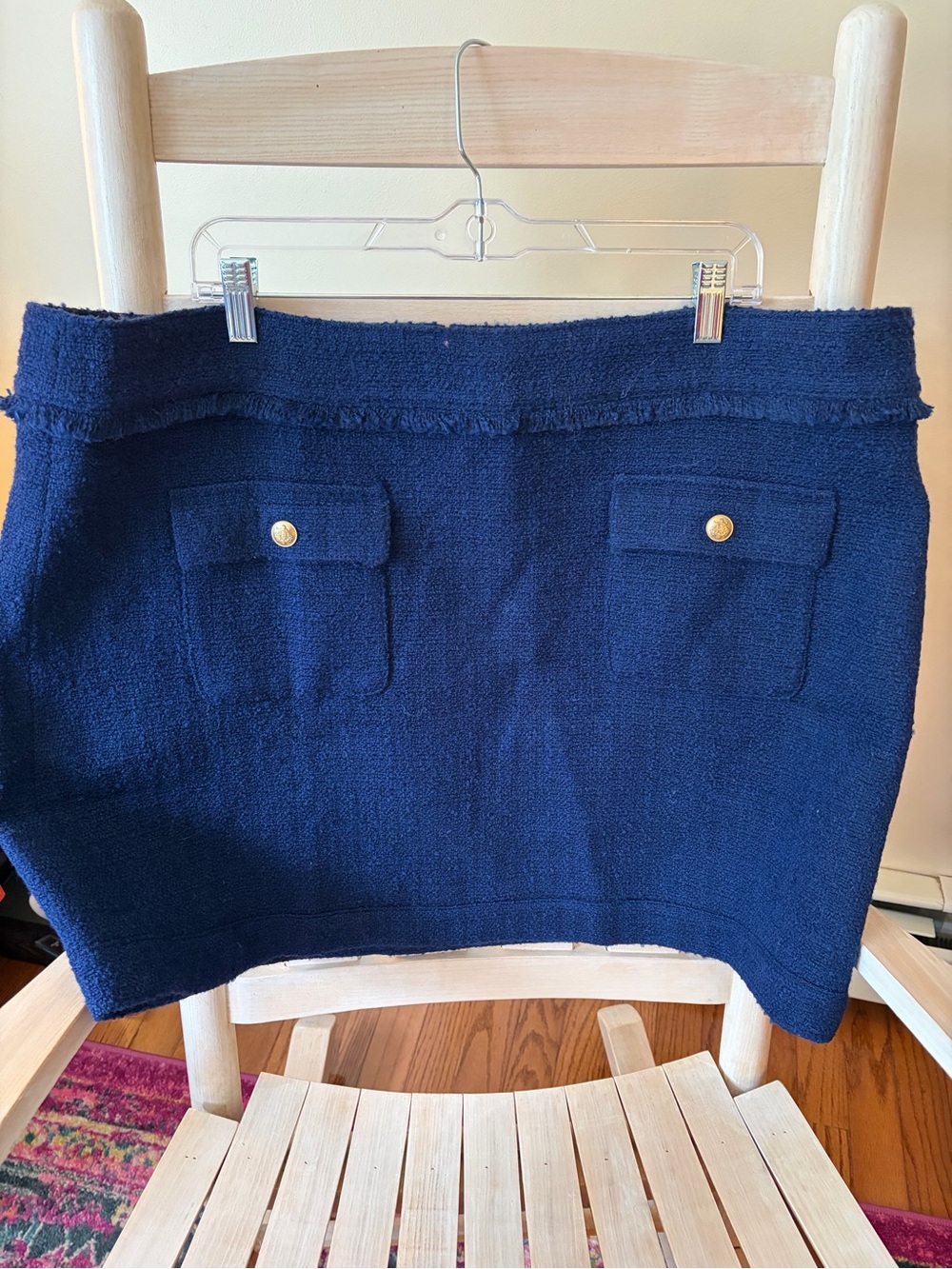 J Crew Women’s Blue Boucle Mini Skirt with Pocket Detail